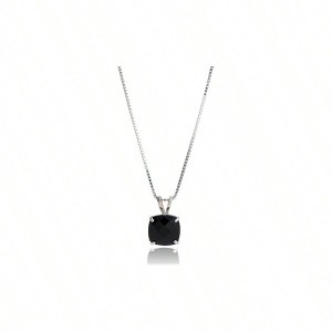 Cushion Cut Gemstone Necklace 8mm Solitaire Birthstone Pendant with 18 Box Chain - 1 of 4