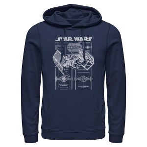 Mens Star Wars TIE Fighter Schematic Lightweight Hoodie - 1 of 4