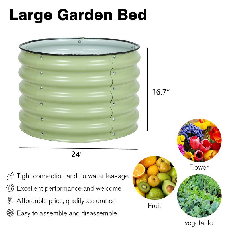 Aoodor 16.7'' Tall Aluzinc Metal Raised Garden Bed 24'' Round - Outdoor Garden Planter Box, 3 of 9