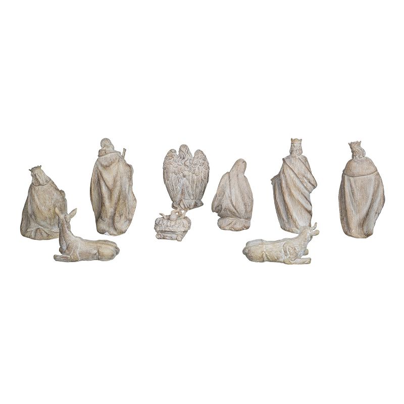 Transpac Resin 7 in. Off-White Christmas Rustic Nativity Figurines Set of 9, 3 of 4