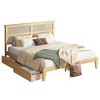 Dolonm Solid Rubber Wood Bed with Rattan Headboard, Underbed Storage & Support Feet - 2 of 4