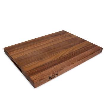 Wood Cutting Board Large Walnut 17x11 Inch Reversible With Handles