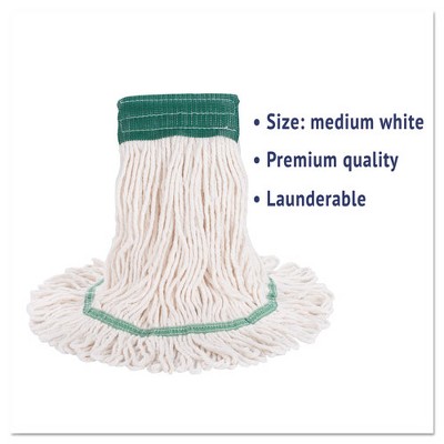 Medium White Cotton/Synthetic Fiber Wet Mop Head with Vinyl Headband