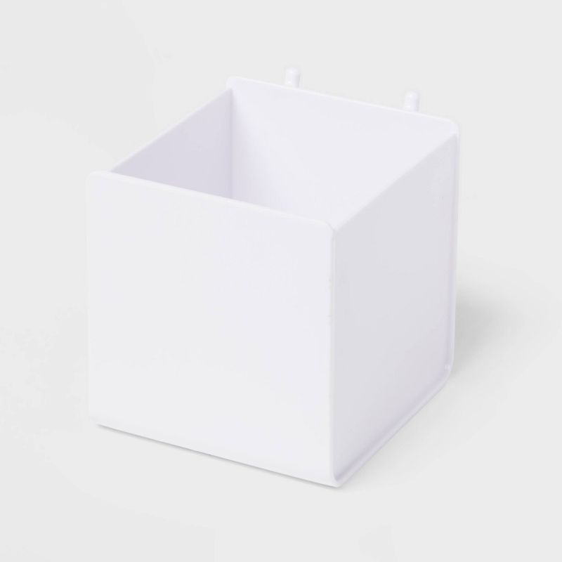 Pegboard Single Cup Accessory - Brightroom&#8482;: White Plastic Organizer Bin, Portable & Adjustable, No Assembly Required, 1 of 4