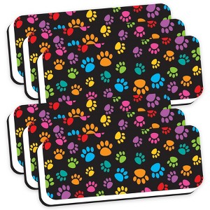 Ashley Productions® Magnetic Whiteboard Eraser, Colorful Assorted Paw Pattern, 2" x 5", Pack of 6 - 1 of 3