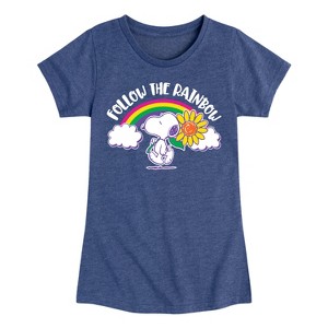 Girls' - Peanuts - Follow The Rainbow Fitted Short Sleeve Graphic T-Shirt - 1 of 4