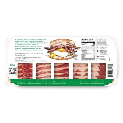 True Story Applewood Smoked Uncured Bacon No Sugar - 8oz