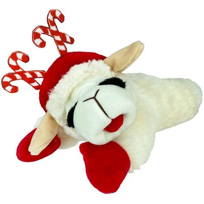 Multipet Lamb Chop Dog Toy with a Candy Cane Headband, Medium Size