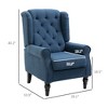 HOMCOM Button-Tufted Accent Chair with High Wingback, Rounded Cushioned Armrests and Thick Padded Seat, Blue  On- - 2 of 4