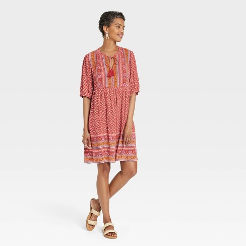 Women's Flutter Elbow Sleeve A-Line Dress with Tassels - Knox Rose™ - image 1 of 3