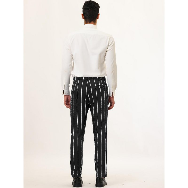 Lars Amadeus Men's Stripe Slim Fit Flat Front Business Suit Pencil Pants, 5 of 7