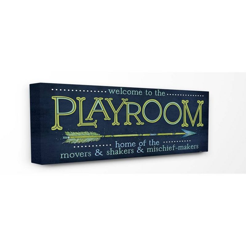 13&#34;x1.5&#34;x30&#34; Playroom Home of Mischief Makers Blue Oversized Stretched Kids&#39; Canvas Wall Art - Stupell Industries, 1 of 5