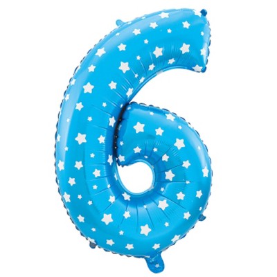 Unique Bargains Foil Number 6 Shape Balloon Party Birthday Wedding Festival Decor Blue 16"