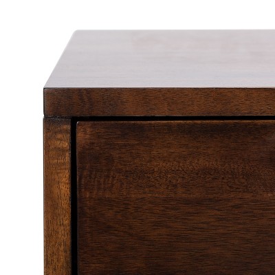 Transitional Square Wood & Metal End Table with Gold Accents