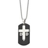Chisel Stainless Steel Black IP-plated with Cubic Zirconia DAD Dog Tag and Cross Pendant on a 22" Ball Chain Necklace - 3 of 4