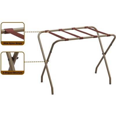 Gold and Brown Metal Folding Luggage Rack
