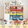 Kids Wooden Toy Organizer, Children Toy Storage Shelf with 8 Bins and 3 Shelves, Kid Bookshelf Playroom Organization Bookcase for Storing Toys, Books - 3 of 4