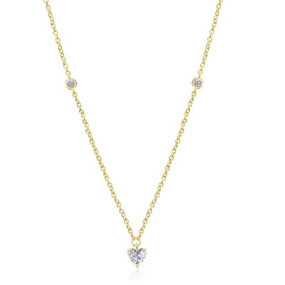 Molenia 14K Gold Heart Necklace for Women, 925 Sterling Silver Love Heart Pendant Choker Necklace Simple Jewelry Mother‘s Day Birthday Gifts for Her