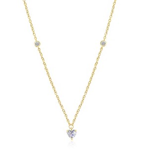 Molenia 14K Gold Heart Necklace for Women, 925 Sterling Silver Love Heart Pendant Choker Necklace Simple Jewelry Mother‘s Day Birthday Gifts for Her - 1 of 4