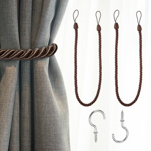 Unique Bargains Handmade Woven Braided Metal Screw Hooks Curtain Tiebacks - 1 of 4