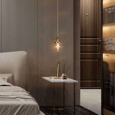 Polished Gold and Matte Black Mini Globe Pendant Light with Clear Glass Shade