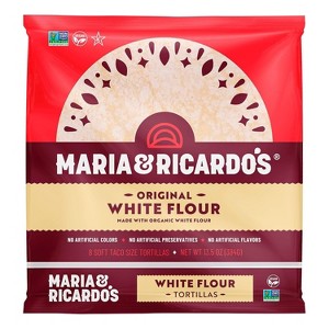 Maria & Ricardo's White Flour Tortillas. (3 Pack) Non GMO PV, Vegan, Kosher. Made with Organic Ingredients. 8 Tortillas per Pack - 1 of 1