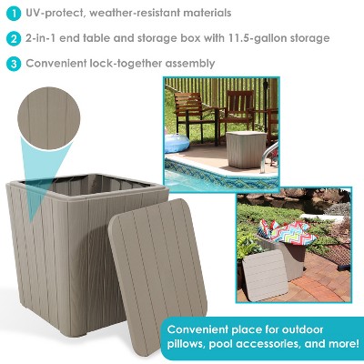 Driftwood Faux Wood Outdoor Storage Side Table with 11.5-Gallon Capacity