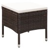 vidaXL Outdoor Patio Furniture Set with Dining Chair, Stool and Cushions - Poly Rattan Construction in Brown with Cream White Cushion Covers - 3 of 4