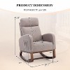 MOONMISS  Modern Linen Glider Chair with Wood Legs and Side Pocket, Rocking Accent Chair with High Back for Living Room Bedroom - 3 of 4
