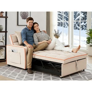 TiramisuBest 3 in 1 Sofa Foldable Sofa Bed Chair Convertible Recliner Adjustable Backrest Soft Velvet Feel Comfy Lounger - 1 of 4