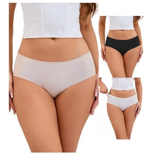 INSPIRE CHIC 3 Packs Women's Mid-Waisted Ladies Panties Full Coverage No Trace Comfortable Briefs - 1 of 4