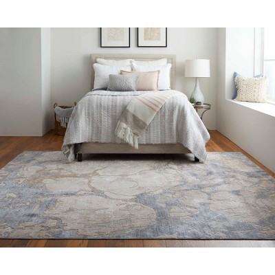 Laina Tan and Blue Abstract 3x5 Synthetic Area Rug