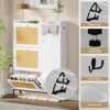Jojoka Rattan Shoe Cabinet with 3 Tiers, Adjustable Shelves, Top Surface for Keys or Decor, Narrow Design for Entryway, Hallway, Bedroom - 4 of 4