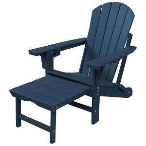 Trapper’s Peak Adjustable Folding Adirondack Chair with Footrest and Backrest, Blue – Outdoor Lounge Seat for Patio and Deck Furniture - 1 of 4