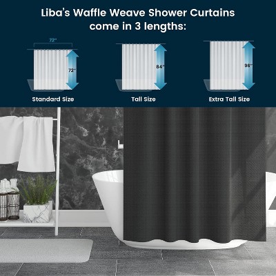 Black Waffle Weave Polyester Shower Curtain with Grommet Top, 72" x 72"