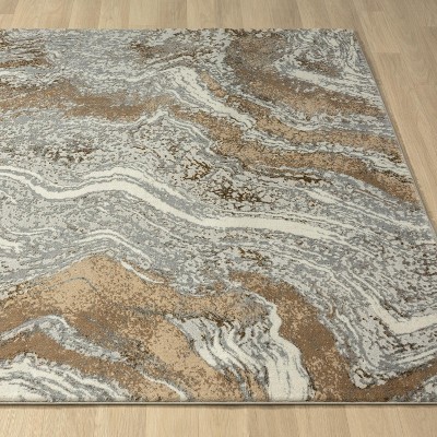 Beige and Gray Marble Abstract Area Rug 5'1"x7'4.5"