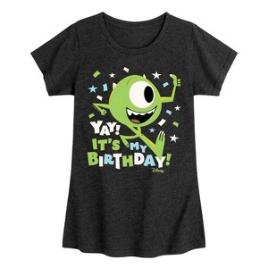 Girls' - Disney - Mike Yay It's My Birthday Fitted Short Sleeve Graphic T-Shirt - 1 of 4
