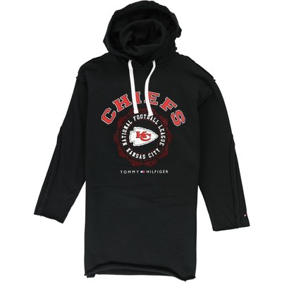 Tommy Hilfiger Womens Kansas City Chiefs Hoodie Dress, Black, Small