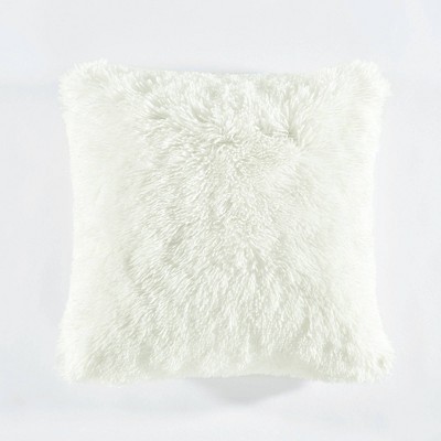 Juicy Couture Alexus Ultraplush White Faux Fur 20 in. x 20 in. Throw Pillow