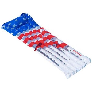 Swimline Americana Glitter Mattress, 75", Inflatable Pool Float, Heavy-Duty Vinyl, Patriotic Design, 1 Count - 1 of 3