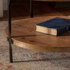 LIVAREEmlen Round two-ply Coffee Table Handcrafted Relief Sturdy Pedestal Wooden Olive-Shaped Tea Table for Living Room - 4 of 4