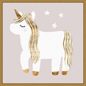 16" x 16" Sleepy Unicorn I by Victoria Barnes Framed Canvas Wall Art - Amanti Art: Modern Style, Polystyrene Frame, Sawtooth Back Mount - 1 of 4