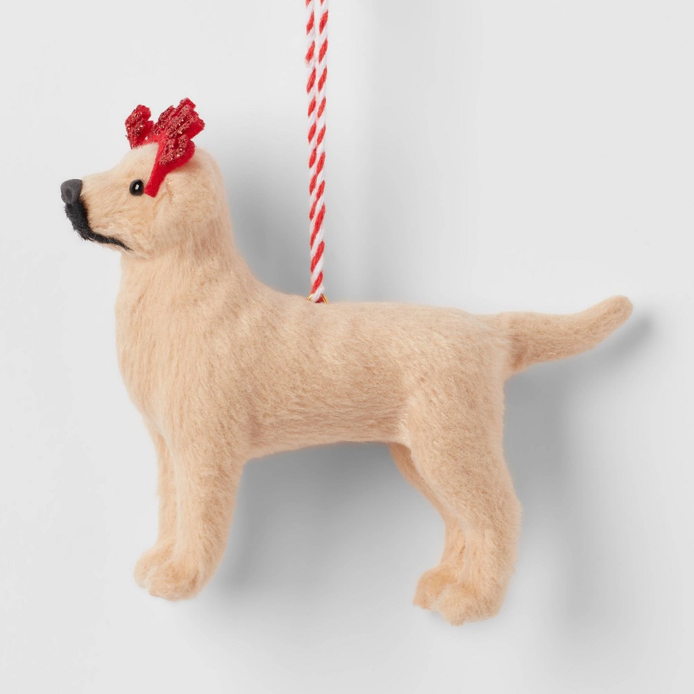 Fabric Golden Retriever with Fa La La Glasses Christmas Tree Ornament - Wondershop