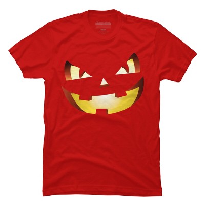 Men's Design By Humans Halloween Pumpkin Evil Smiley Face By artdim T-Shirt