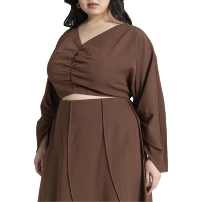 ELOQUII Women's Plus Size Shirred Dolman Top