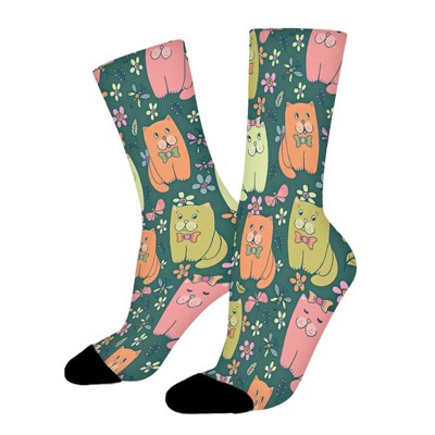 Funny Kitten Women Printed Crew Socks Funny Funky Socks Soft Polyester Novelty Gifts for Artists Men