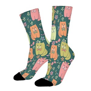 Funny Kitten Women Printed Crew Socks Funny Funky Socks Soft Polyester Novelty Gifts for Artists Men - 1 of 1