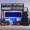 Queen Size Metal Loft Bed with Storage Stairs, Shelves and Built-in Wardrobe - 4 of 4