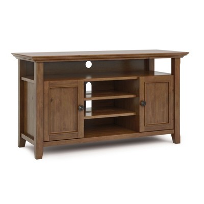 54" Solid Wood Transitional TV Media Stand with Two Side Doors, Adjustable Shelves and Cord Management for Living Room and Bedroom