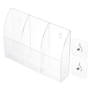 Unique Bargains 3 Slot Acrylic Wall Mount Home Office Remote Control Holder - 1 of 3